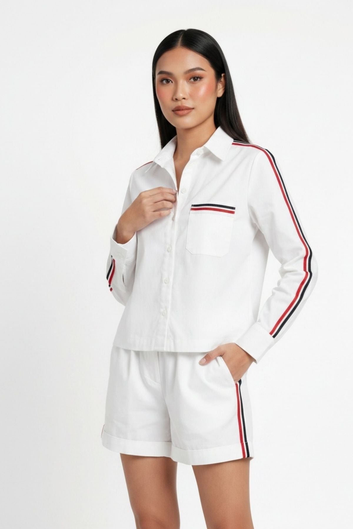White Ribbon Short Set