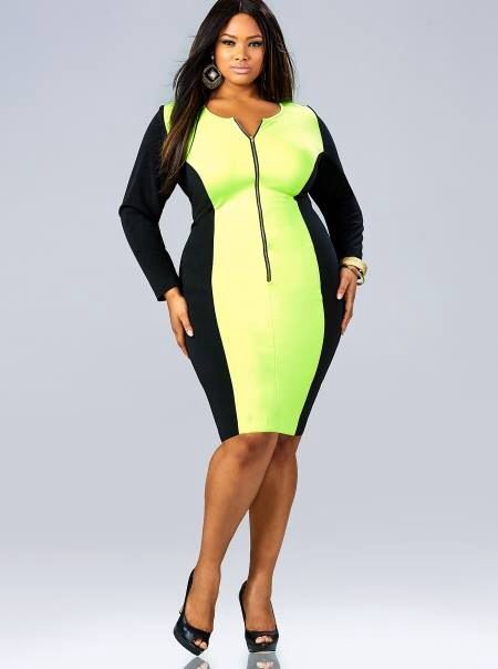 Plus size neon yellow colorblock dress #UNIQUE_WOMENS_FASHION