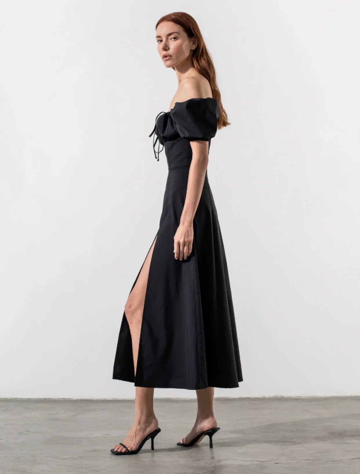 Tallulah White Puff Sleeve Midi Dress