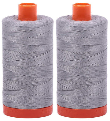 2-Pack - Aurifil 50Wt - Mist (2606) Solid - Mako Cotton Thread - 1422 Yards Each A