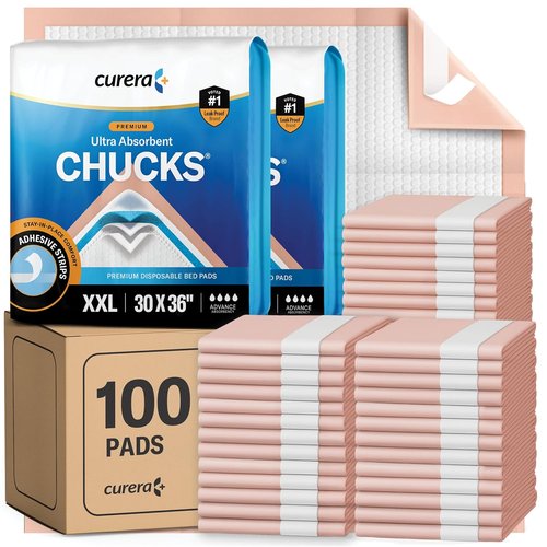 Curera Chucks® Premium Disposable Underpads - Ultra Absorbent Incontinence Bed Pads | 30”x36” | 100-Count