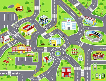 Booooom Jackson Car Rug-Car Mat for Kids Toy Cars -Car Rugs for Kids Toy Cars-Road Rug-Kids Car Rug Play Mat-Car Track Carpet-Car Play Mat-Car Play Rug-Race Car Floor Mat-Kids Car Playmat Rug - LeafyLoom