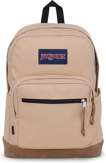 JanSport Right Pack Backpack - Durable Daypack with Padded 15" Laptop Sleeve, Spacious Main Compartment & Integrated Water Bottle Pocket - Travertine