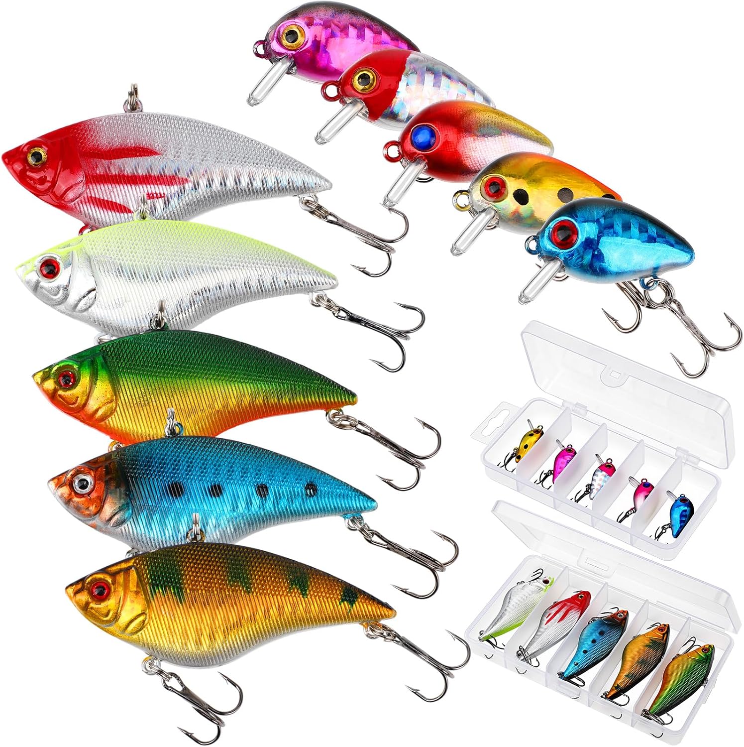 Skylety Mini Bass Fishing Lures Crankbaits Hard Baits with Box