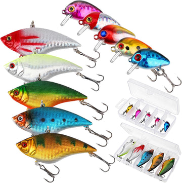 Skylety Mini Bass Fishing Lures Crankbaits Hard Baits with Box