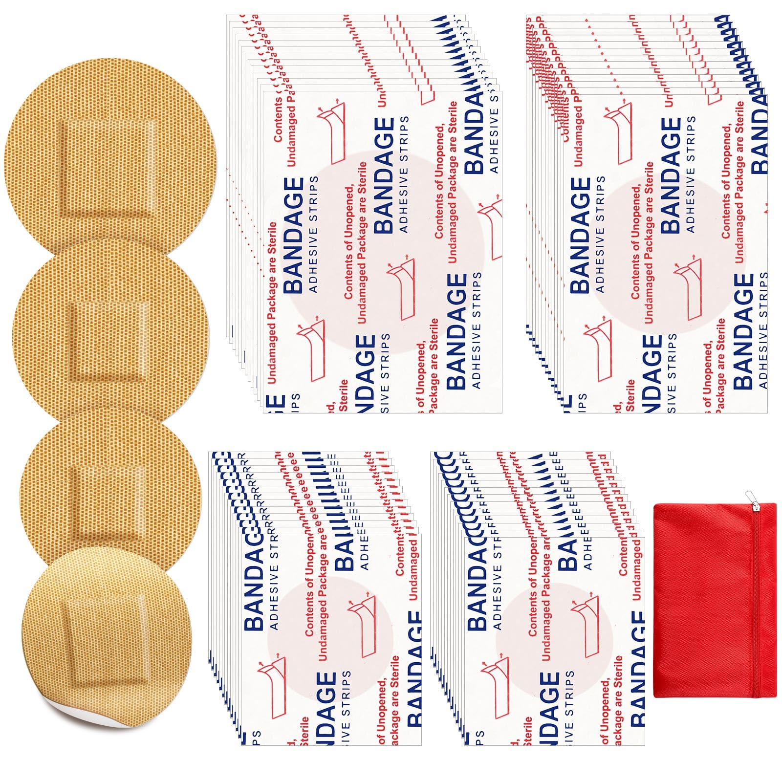 Funtery Adhesive Spot Bandage 4 Sizes Round Flexible Fabric Adhesive Round Tan Non Latex Bandage for Wound Care and Hides Skin S