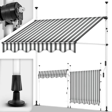 Klemluifel - Balkon luifel - Verticale luifel - 250 cm - Grijs/Wit - Tillvex®