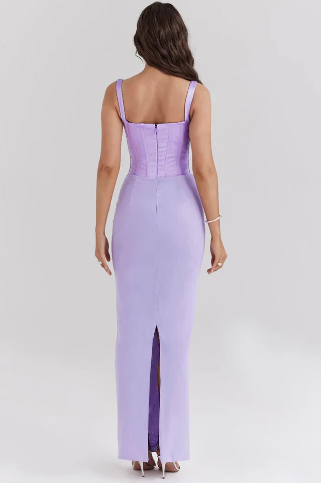 Breeze Orchid Satin Corset Maxi Dress