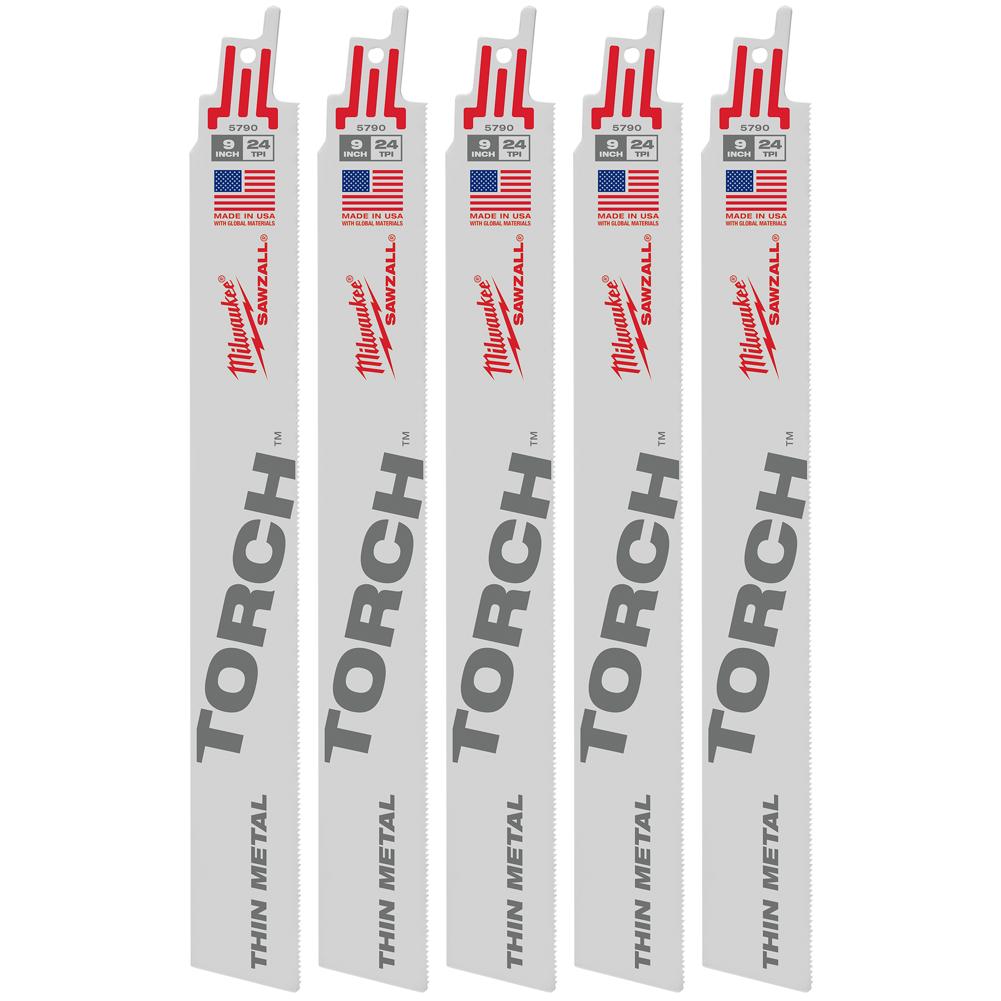 Milwaukee 9" 24 TPI TORCH™ SAWZALL® Blade for Thin Metal (5 PK)