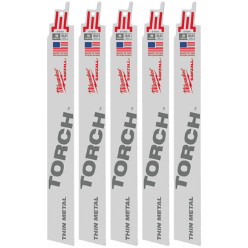 Milwaukee 9" 24 TPI TORCH™ SAWZALL® Blade for Thin Metal (5 PK)