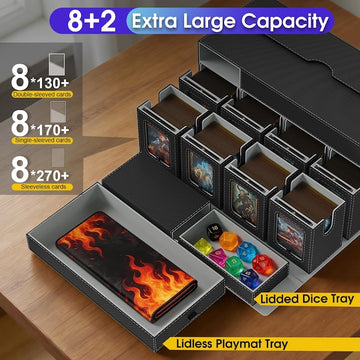 Lukvuzo 10 in 1 MTG Commander Deck Box 8 Modular Card Cases 2 Dice Compartments Holds 1040 Double Sleeved Cards Removable Handle Black Grey 1 Piece in the Storage Bins & Baskets department at