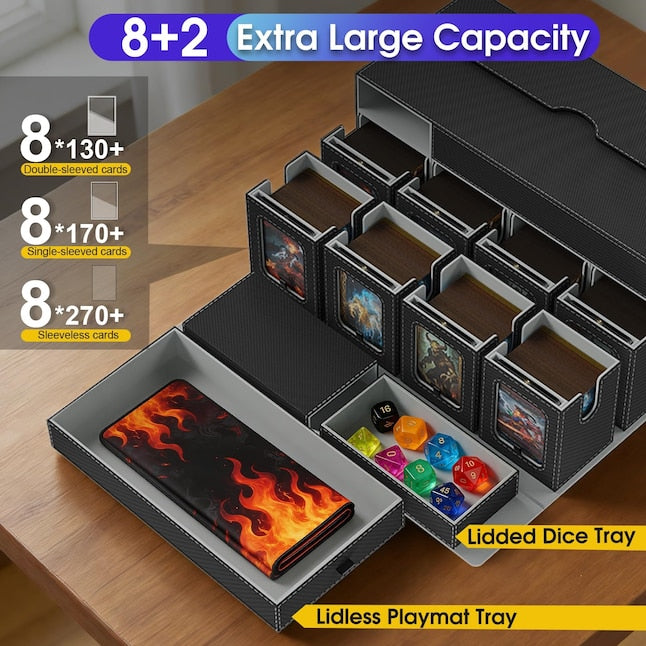 Lukvuzo 10 in 1 MTG Commander Deck Box 8 Modular Card Cases 2 Dice Compartments Holds 1040 Double Sleeved Cards Removable Handle Black Grey 1 Piece in the Storage Bins & Baskets department at