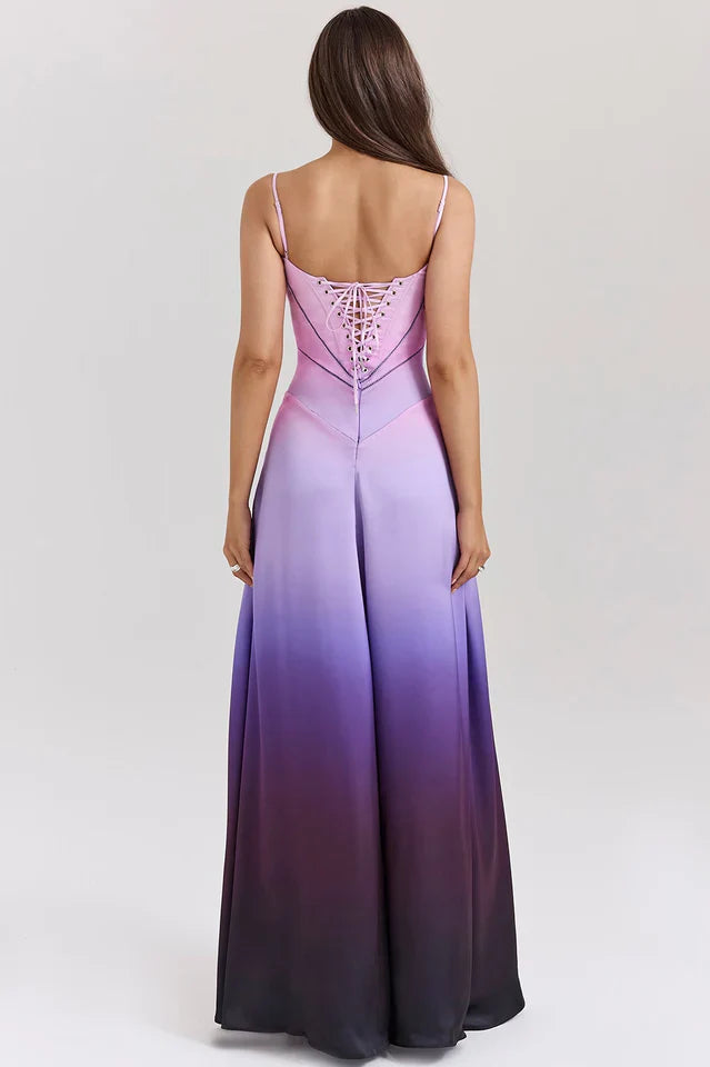 Anabella Ombre Print Lace Up Maxi Dress