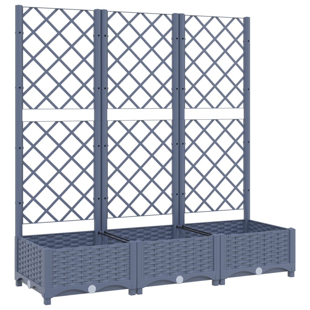 Garden Planter With Trellis Dark Grey 120X40x121.5 Cm Pp
