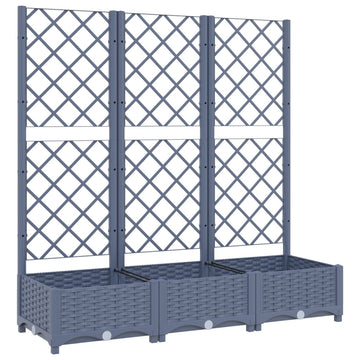Garden Planter With Trellis Dark Grey 120X40x121.5 Cm Pp