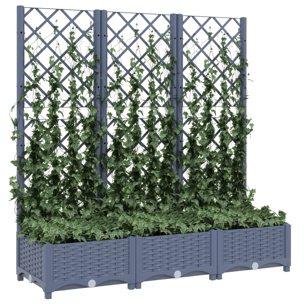 Garden Planter With Trellis Dark Grey 120X40x121.5 Cm Pp