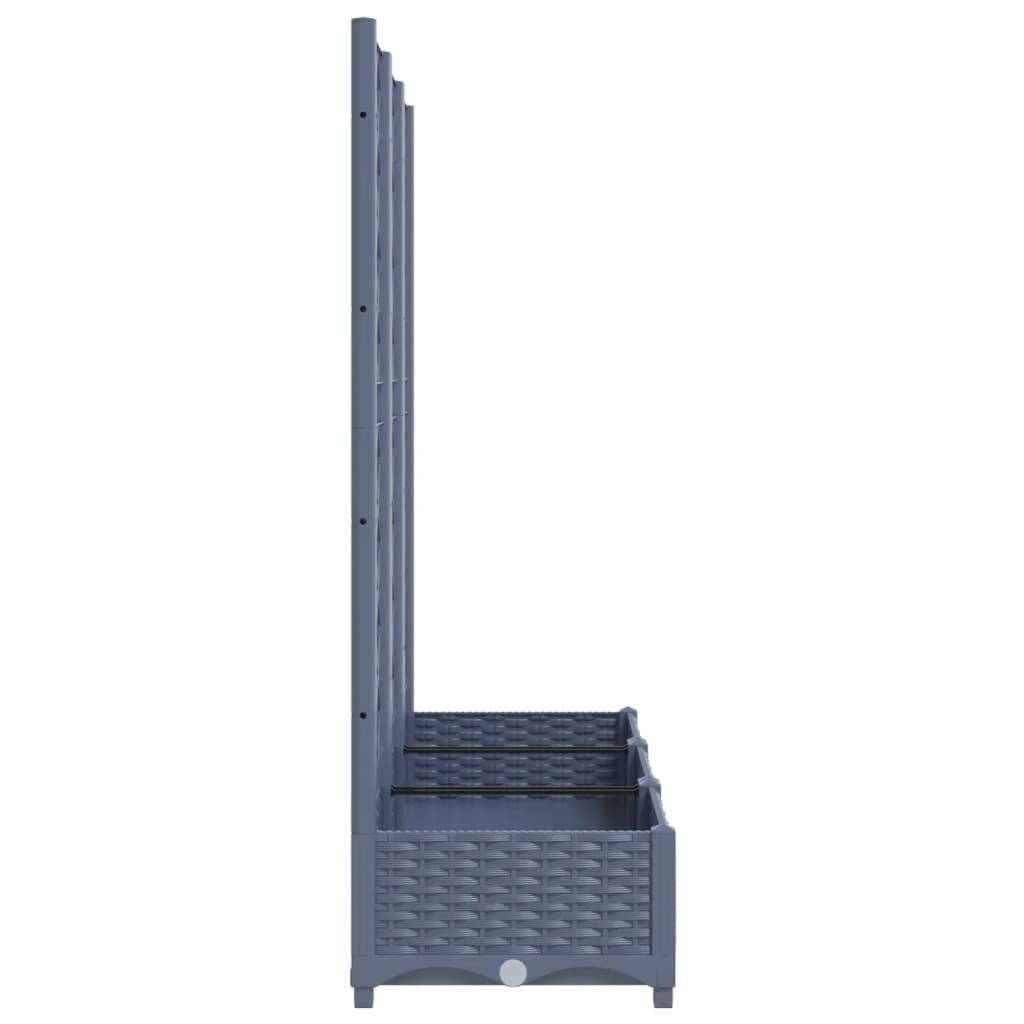 Garden Planter With Trellis Dark Grey 120X40x121.5 Cm Pp