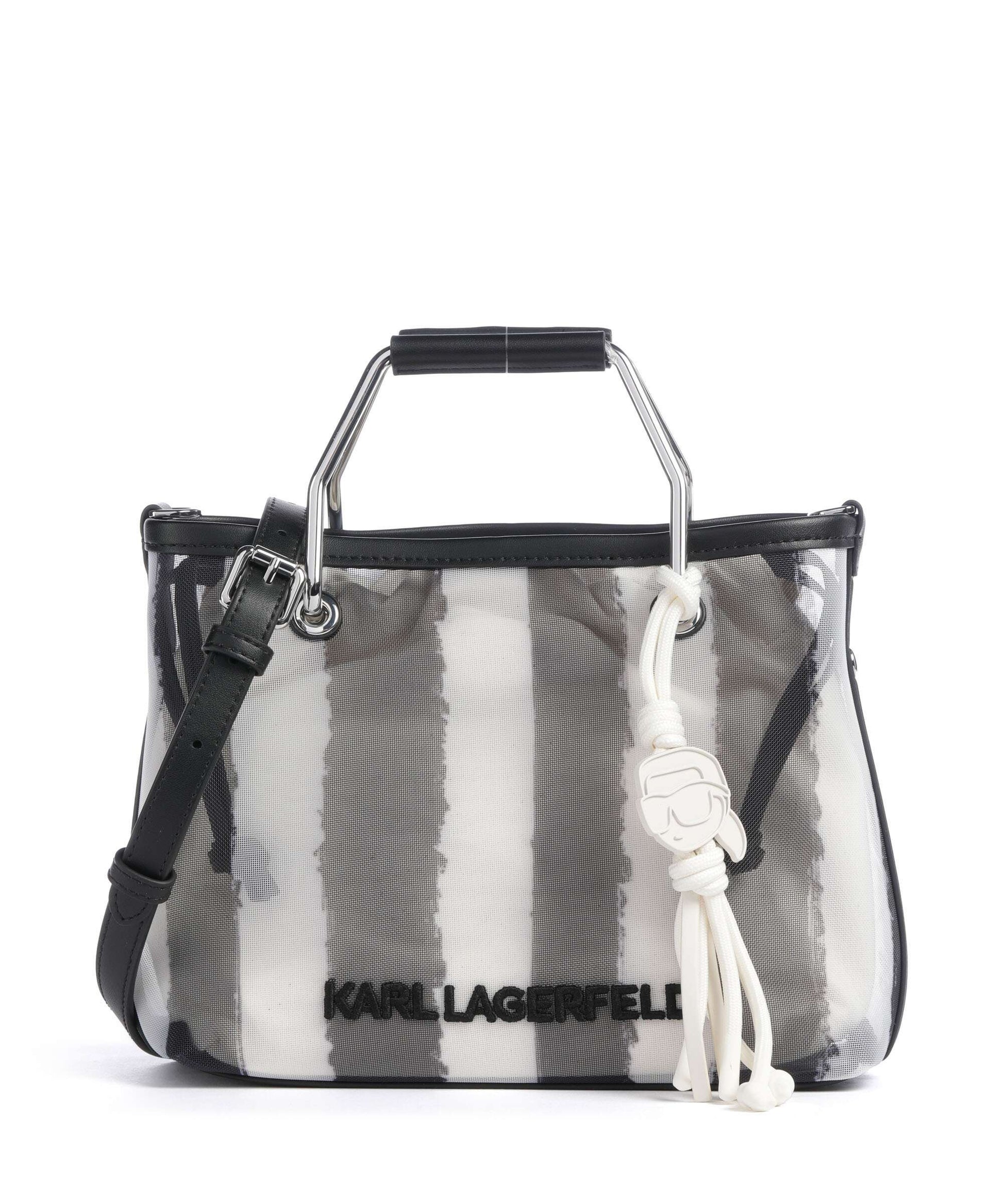 Karl Lagerfeld Ikon Small Handbag black stripes