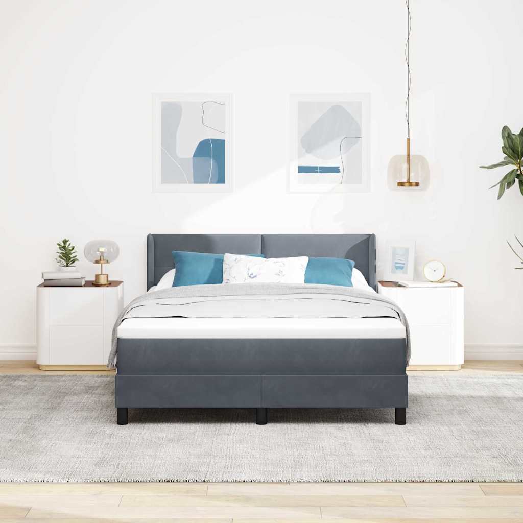 Boxspringbett mit Kopfteil Dunkelgrau 200 x 160 cm Samt