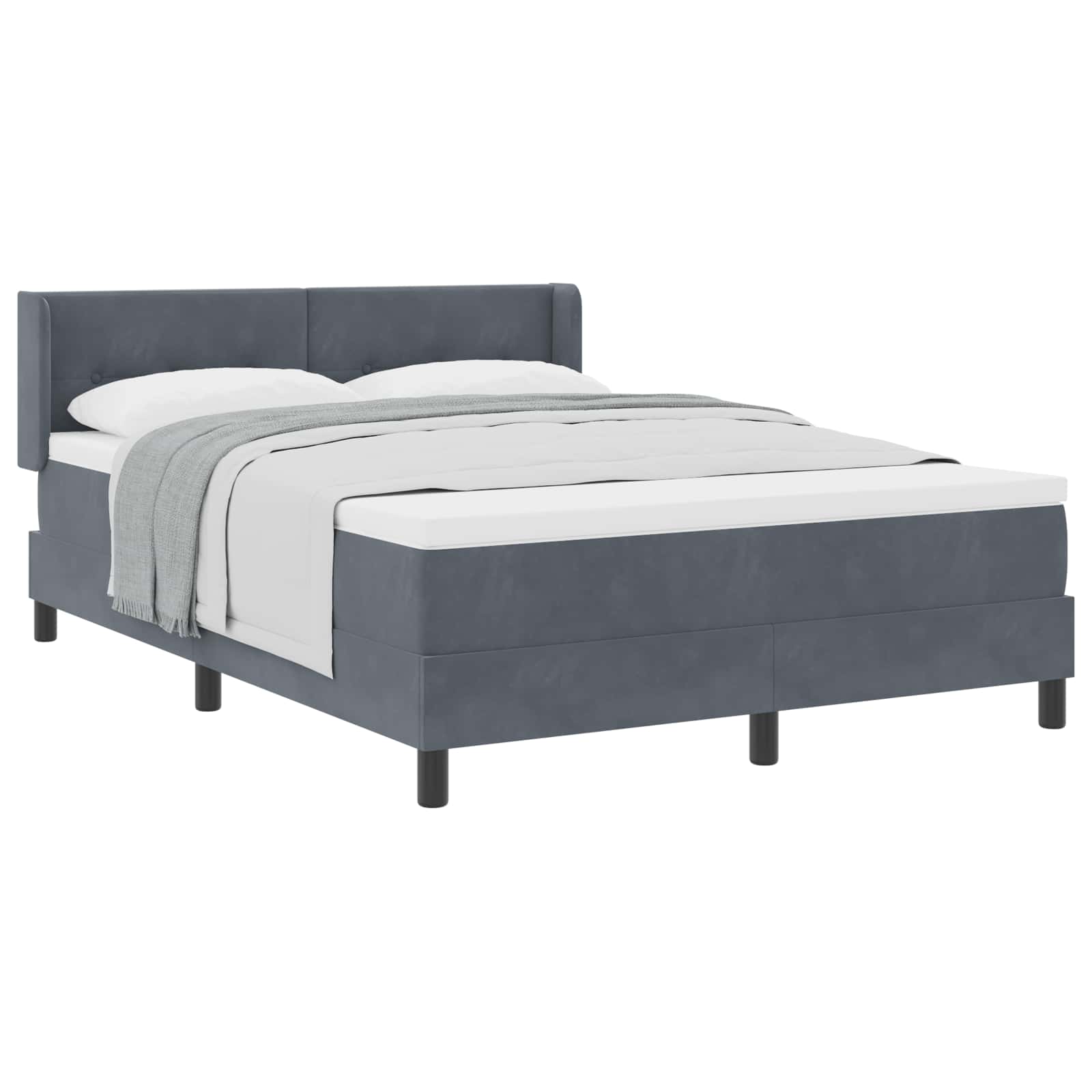 Boxspringbett mit Kopfteil Dunkelgrau 200 x 160 cm Samt