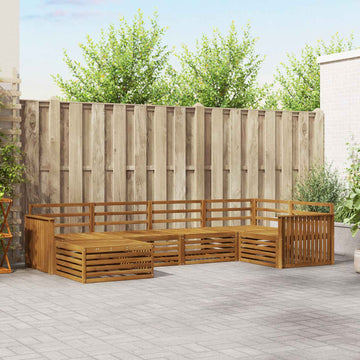 Utendørs sofa-sett 6 pcs Naturlig Solid akasietre