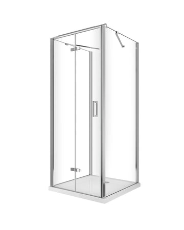 Box cabina doccia a 3 lati con apertura a libro pieghevole a pacchetto H.190 cromo trasparente anticalcare misure  62,5-65 fisse + Porta 98,8-100,8