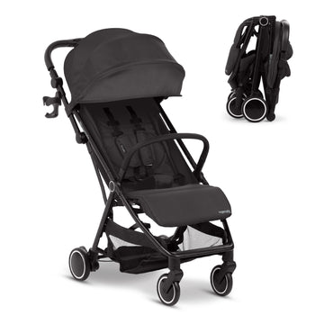 Ingenuity 3D Travelmate Pro Compact Travel Stroller with Ride-On Board, One-Hand Fold, Car Seat Compatible, Protective Canopy - Black