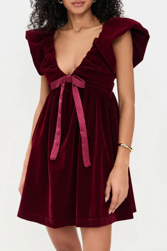 Endless Rose Velvet Bow Mini Dress