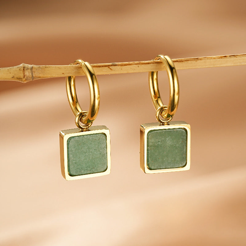 Boucles d'Oreilles Pendantes Aventurine – Éclat Vital