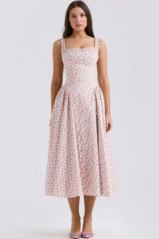 Dorothy White Rosebud Print Sundress