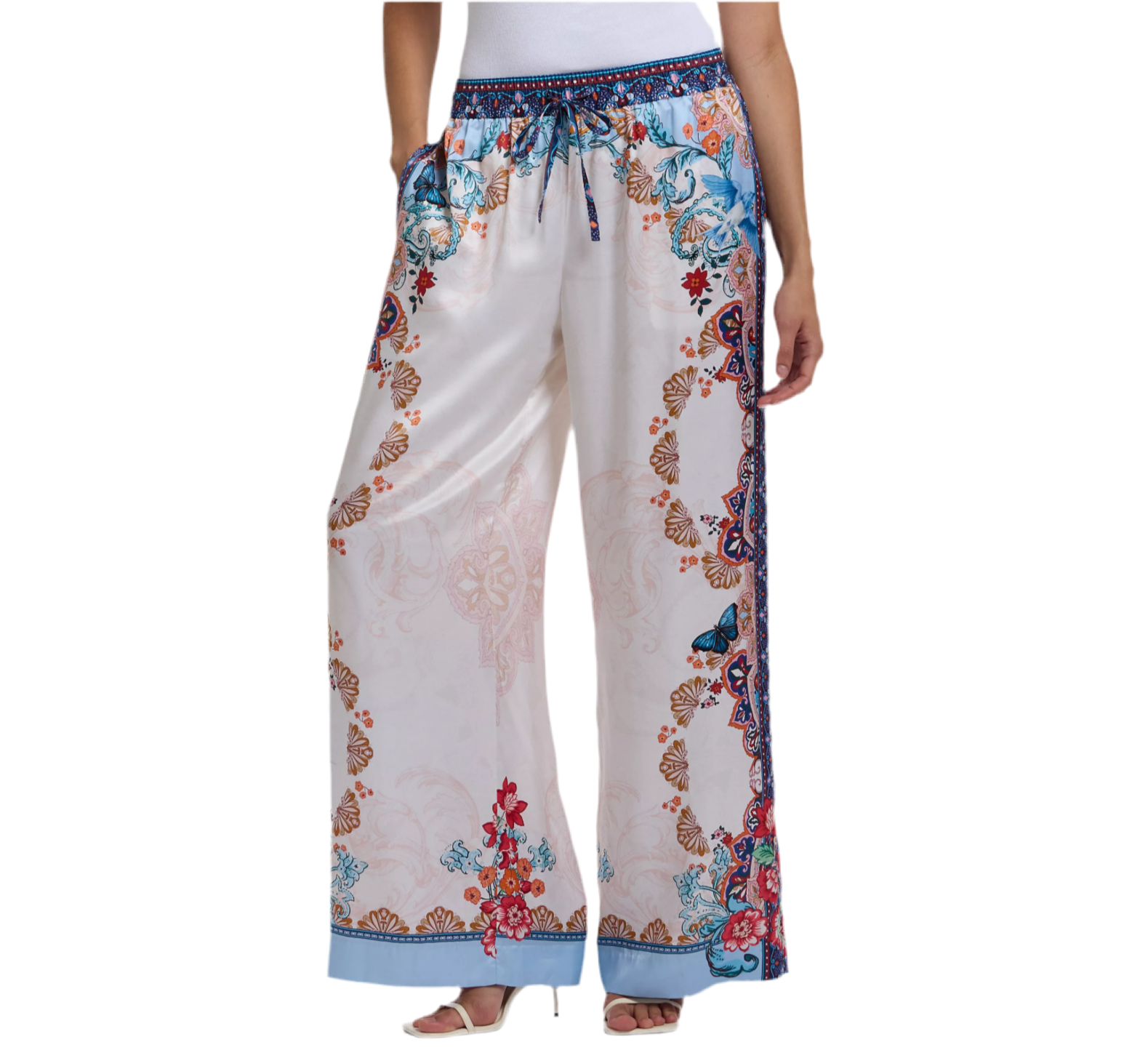 Minna Floral Silk Robert Graham Charmeuse Wide-Leg Pants