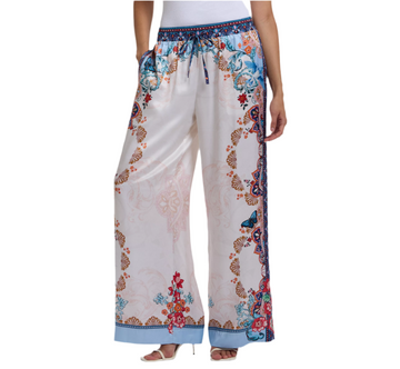 Minna Floral Silk Robert Graham Charmeuse Wide-Leg Pants