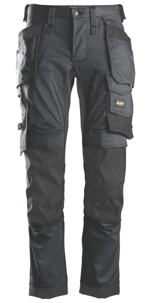 Snickers AllroundWork Stretch Trousers Grey Black, Size 46, Length 82 cm