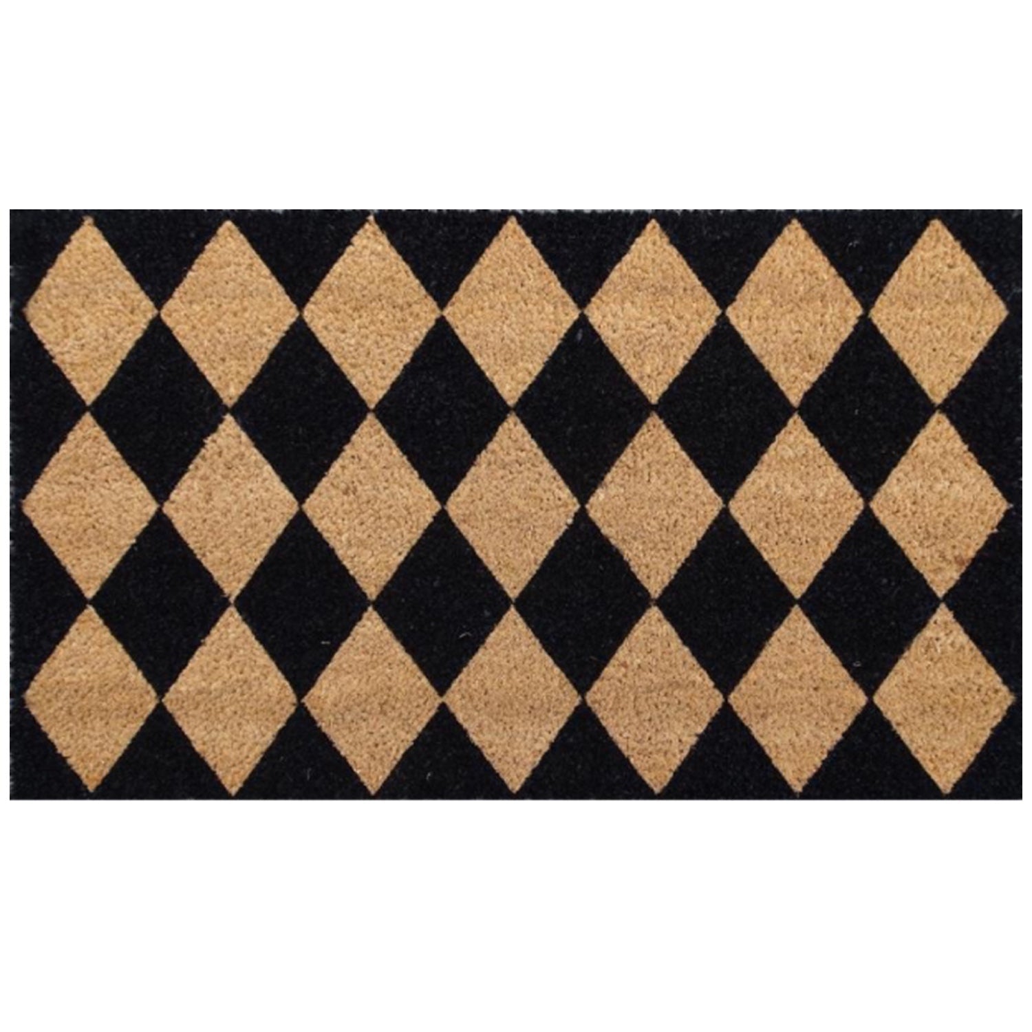 Black diamond geometric natural coir doormat 45x75cm | The Trading House NZ