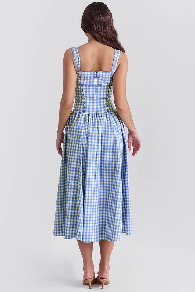 Vivien Regatta Blue Gingham Midi Sundress