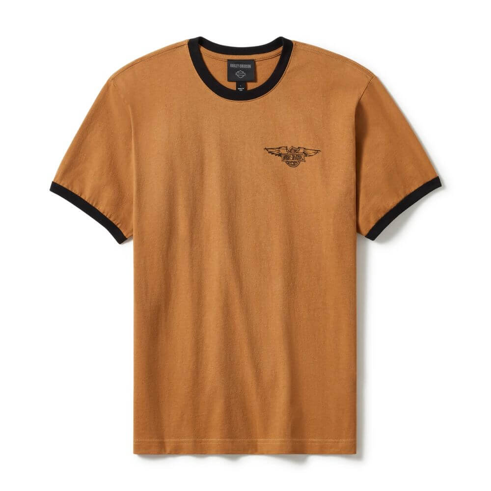 Harley-Davidson Willie G Sketchy Bar & Shield Ringer Tee - Dark Chocolate | Maidstone H-D
