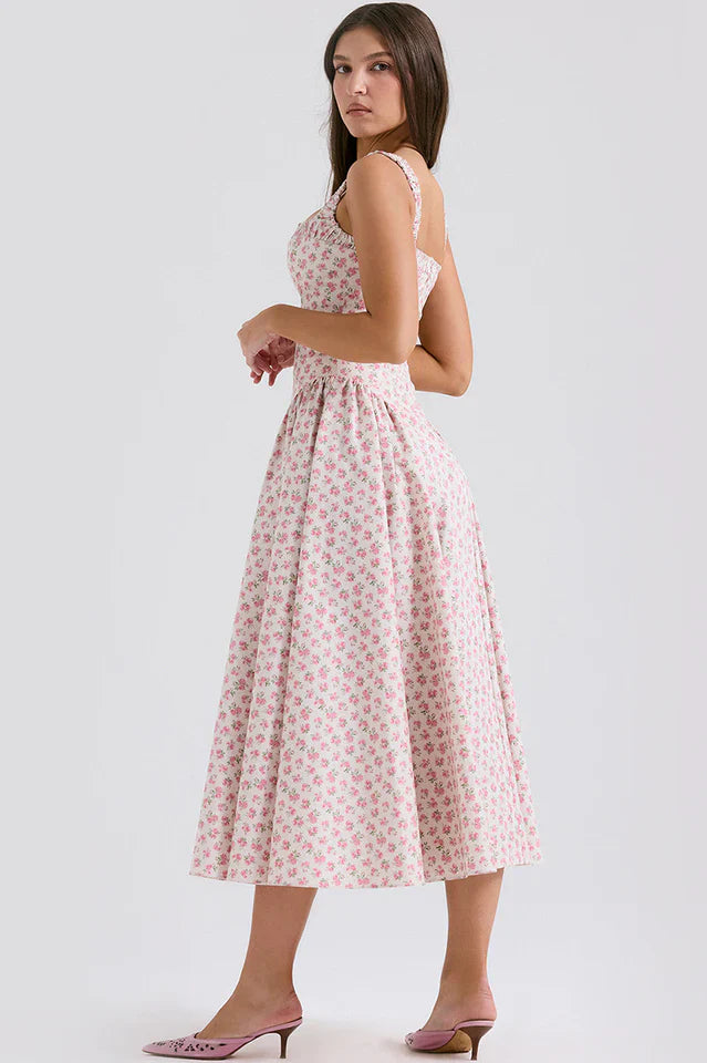 Dorothy White Rosebud Print Sundress