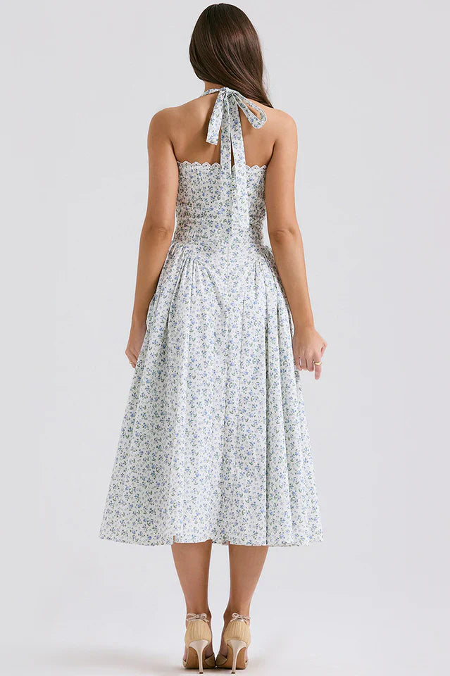 Adabella Cotton Halter Midi Sundress