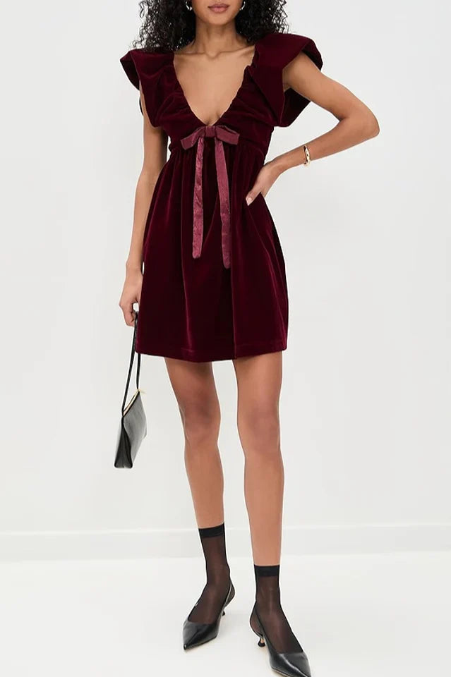 Endless Rose Velvet Bow Mini Dress