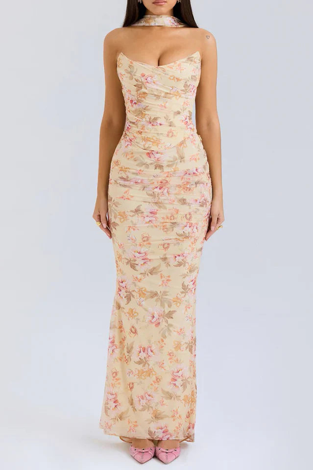 Hallie Corset With Neck Scarf + Skirt Set