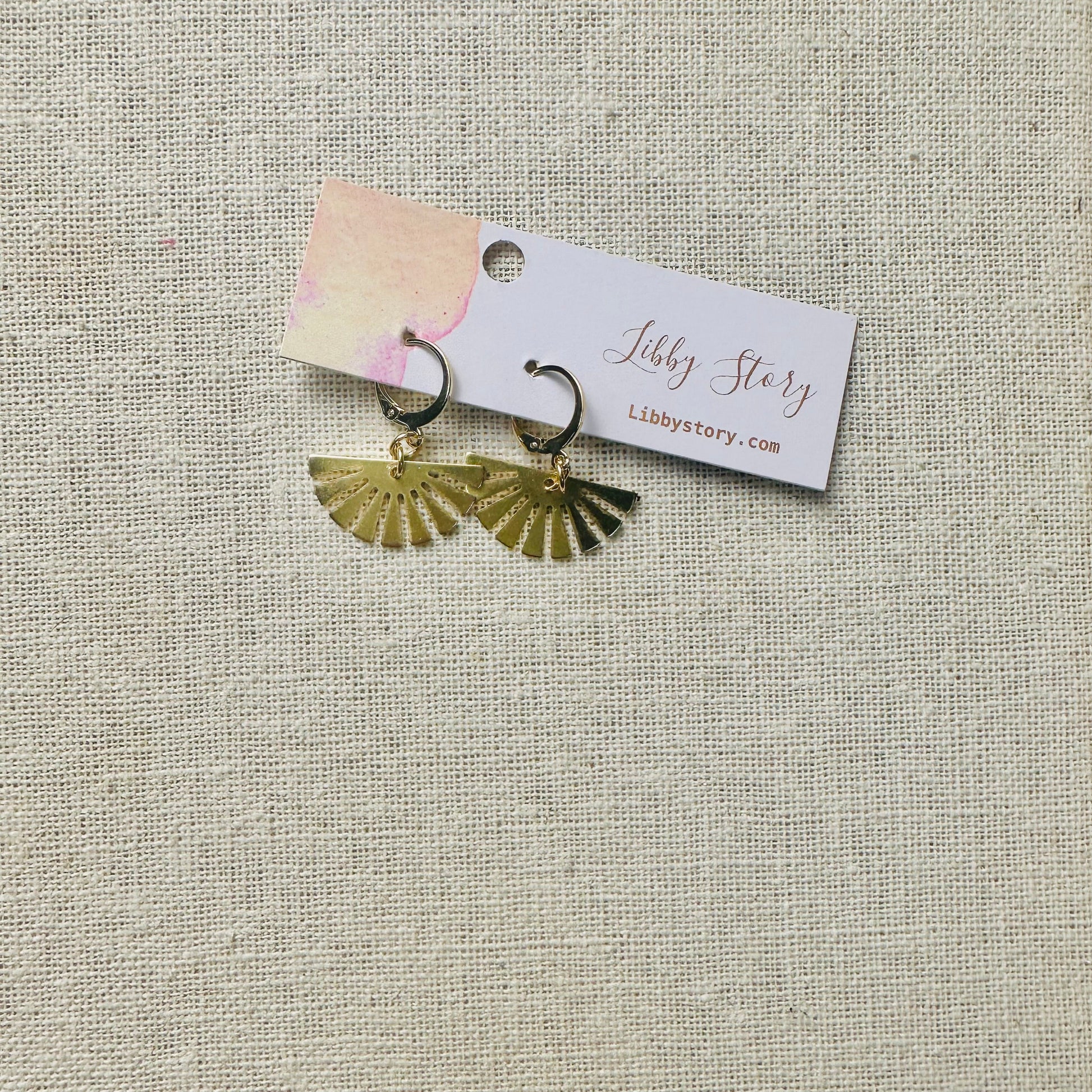 Brass Fan Dangle Earrings