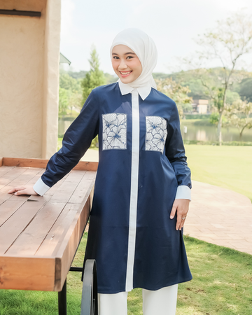 OMARA Wenny Pocket Contrast Tunic | Tunik Wanita - Olive Grove