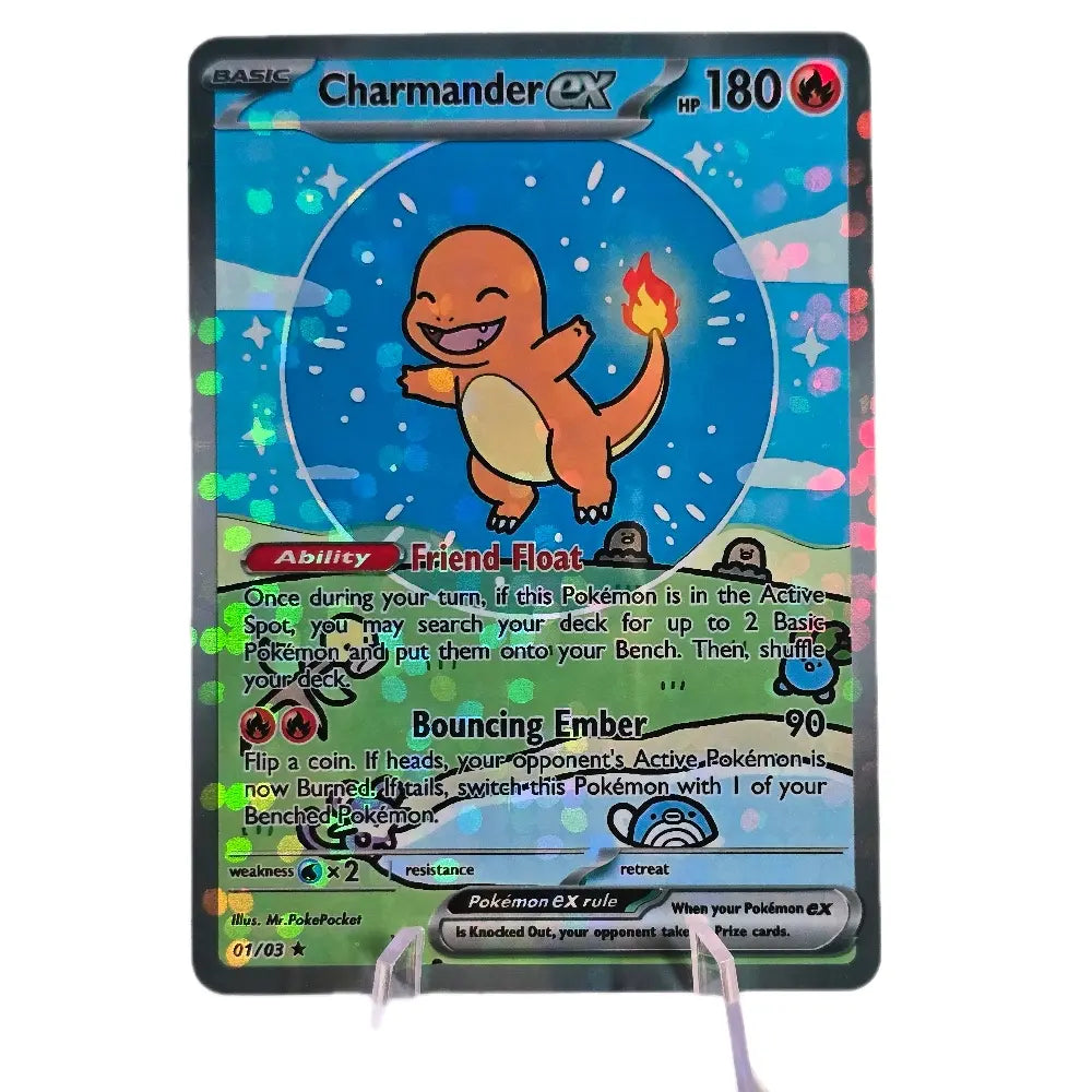 Bubble" Charmander EX Custom Card - Bubble Holo Finish - Full Art Illustration Card