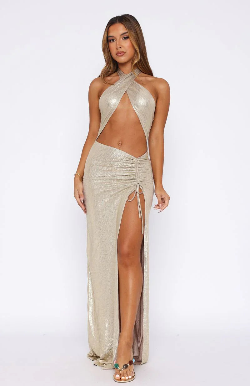 Oh So Golden Maxi Dress Champagne