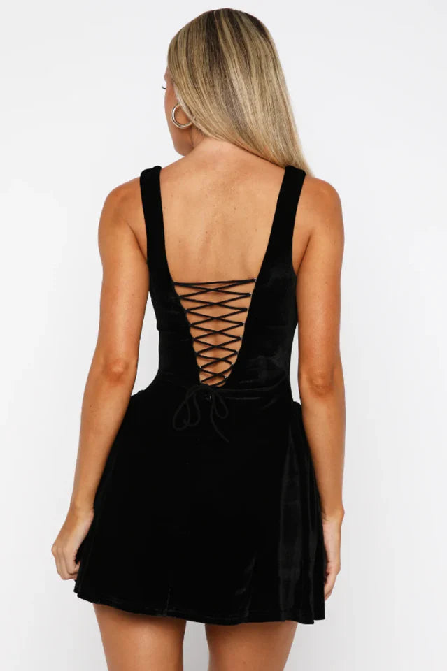 Midnight In Paris Velvet Mini Dress