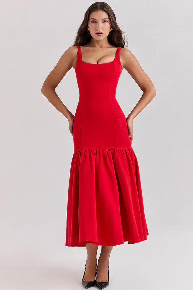 Amore Dropped Waist Midi Dress