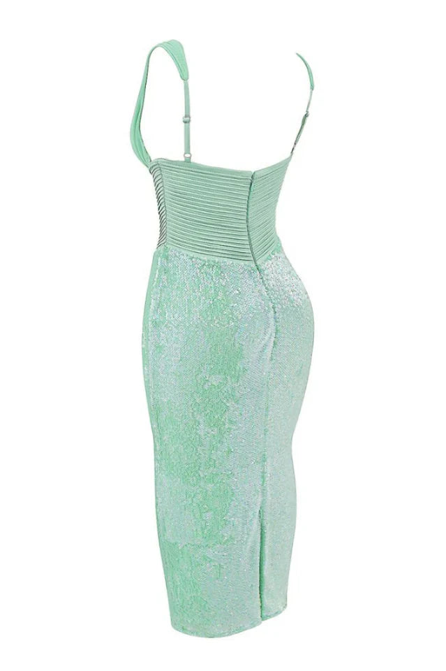 Thala Seafoam Sequin Corset Midi Dress
