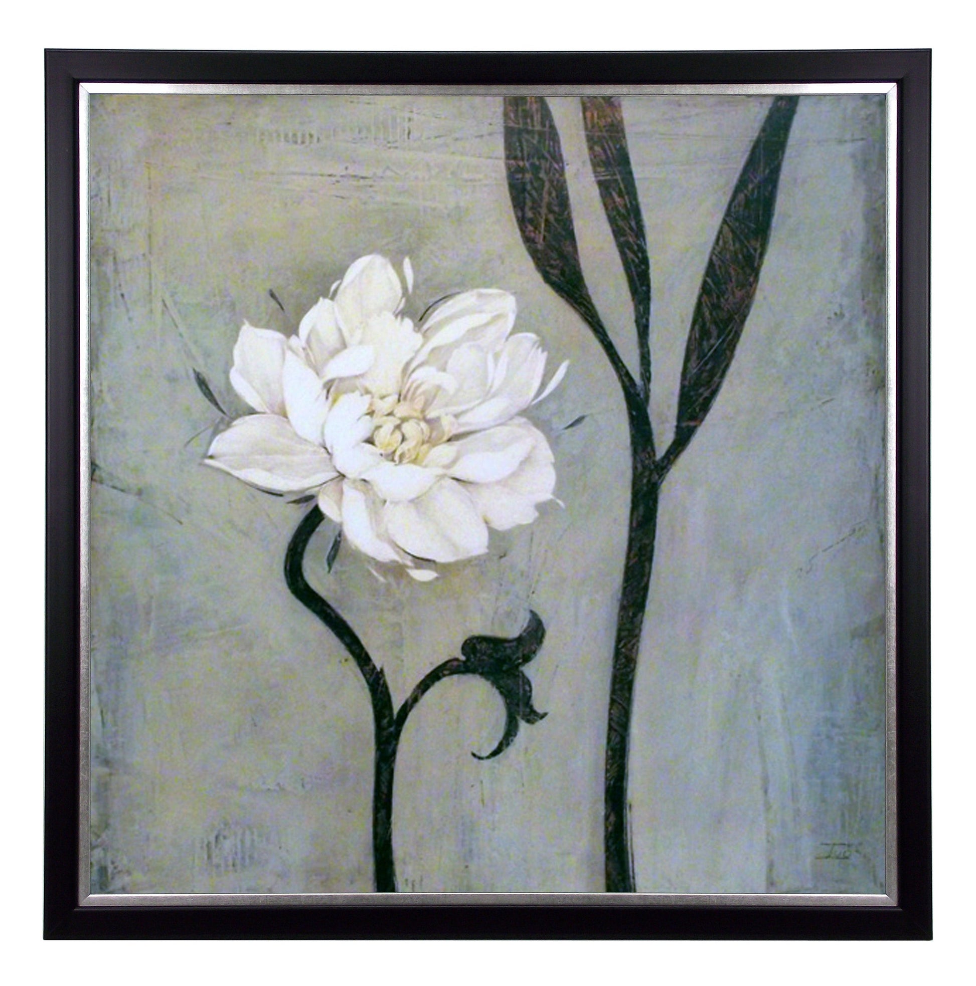 Obraz Biały kwiat i łodygi w drewnianej ramie 70x70 cm - ErgoPaul