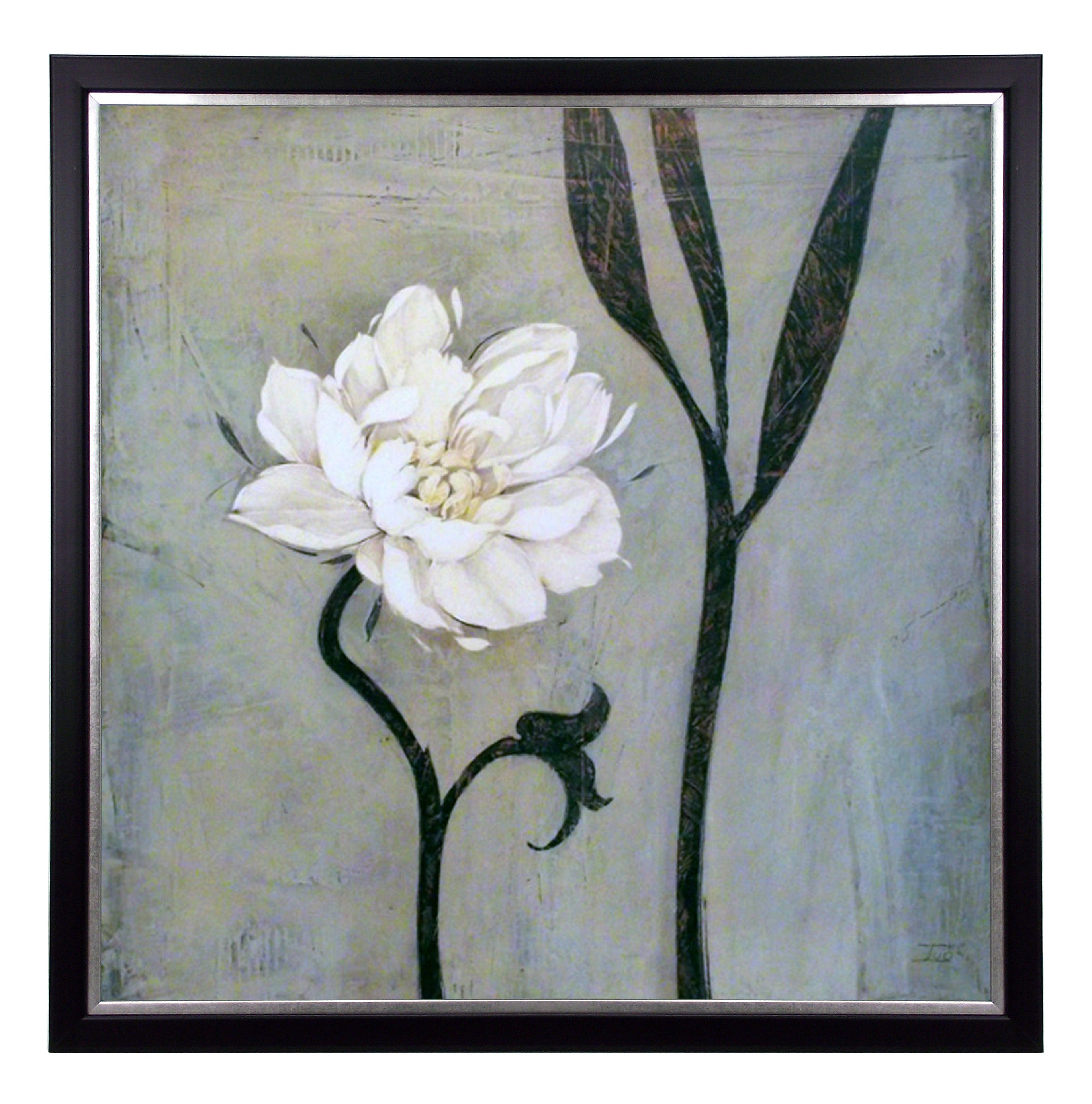Obraz Biały kwiat i łodygi w drewnianej ramie 70x70 cm - ErgoPaul