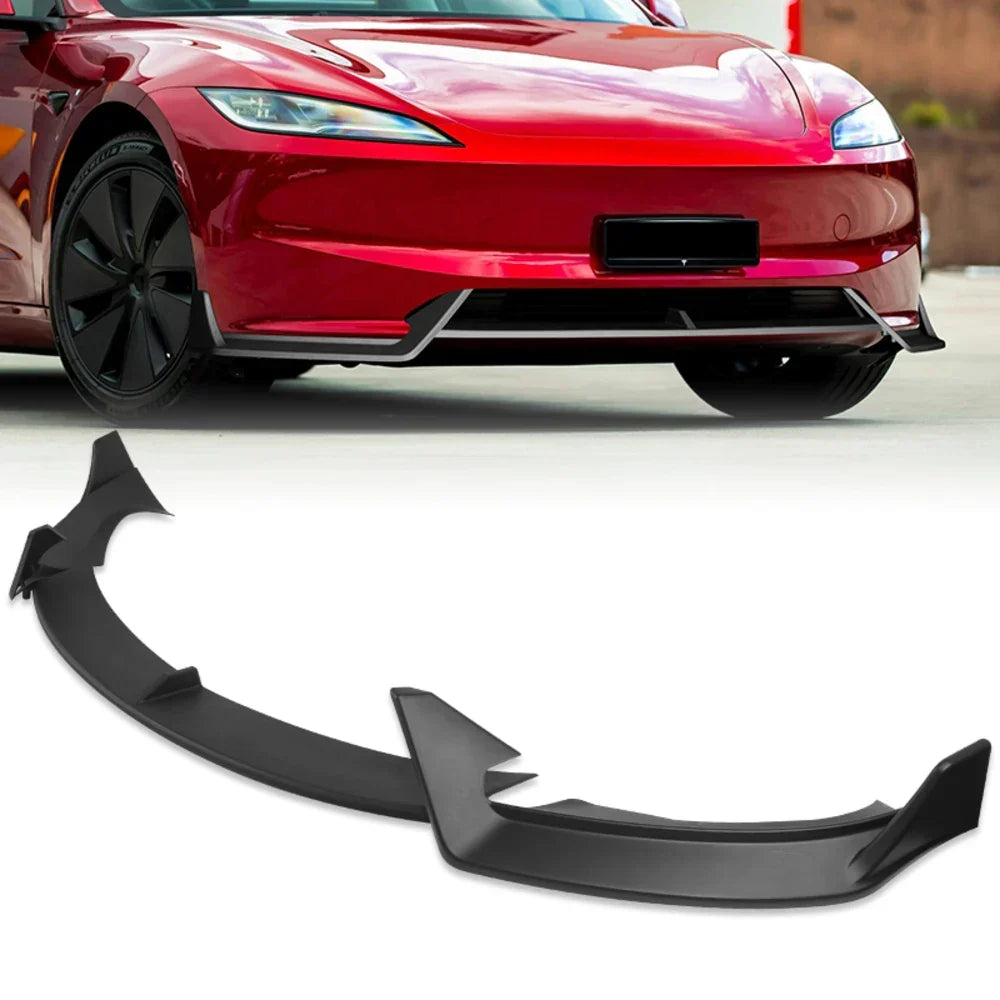 Front Bumper Spoiler Lip Body Kit for Tesla Model 3 (2024–2025) | WPOWER — Excludes Performance - 14:193#Painted Glossy Black-14:200003699#Painted Carbon Fiber-14:200004890#Unpainted Matt Black-  DRIVEN - 1